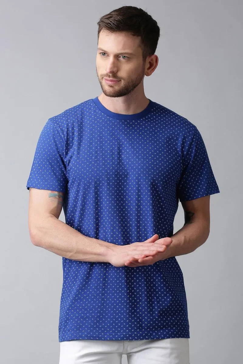Men's Cotton Printed T-shirt - URGEAR (Style urg000361) - Blue