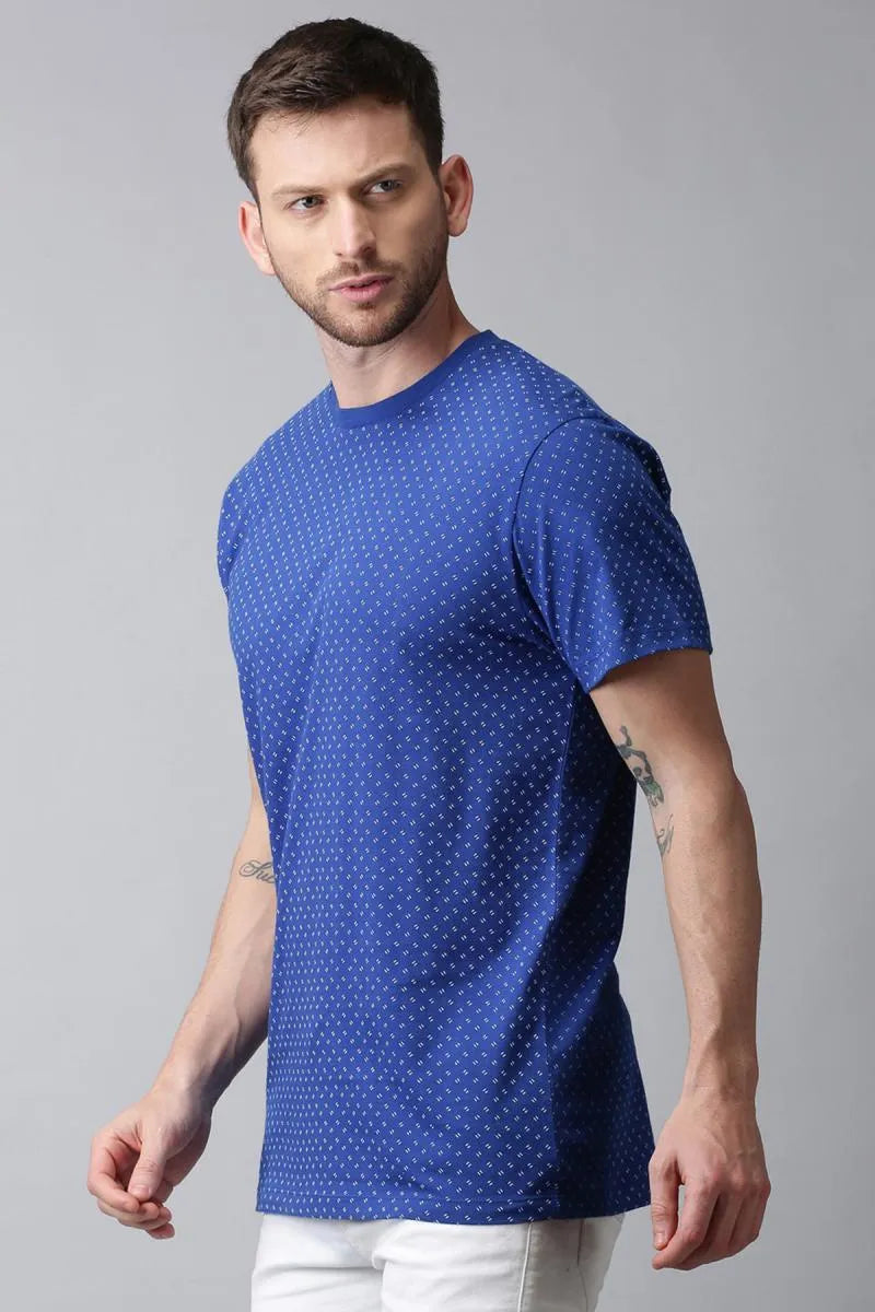 Men's Cotton Printed T-shirt - URGEAR (Style urg000361) - Blue