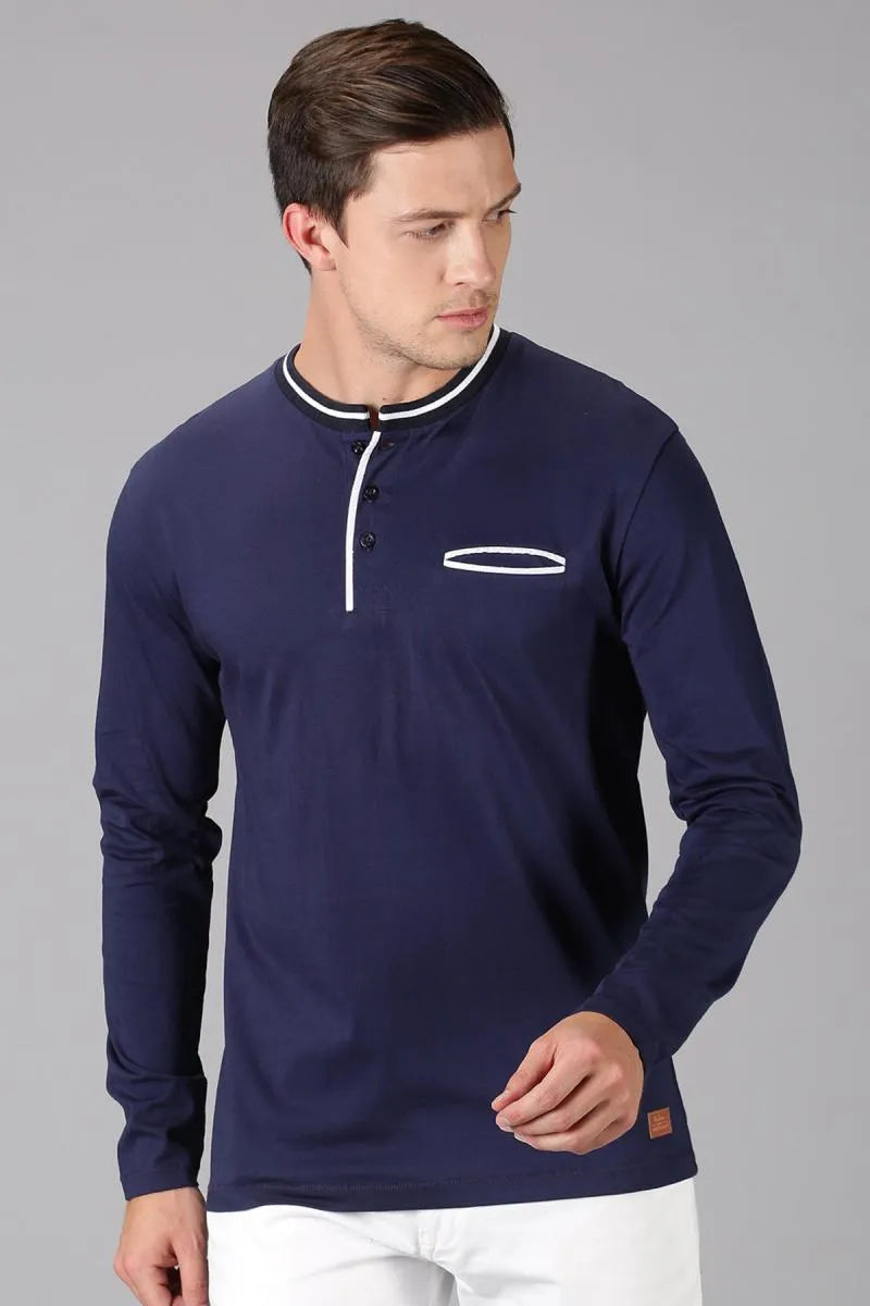 Cotton Self Design Casual T-shirt for Men