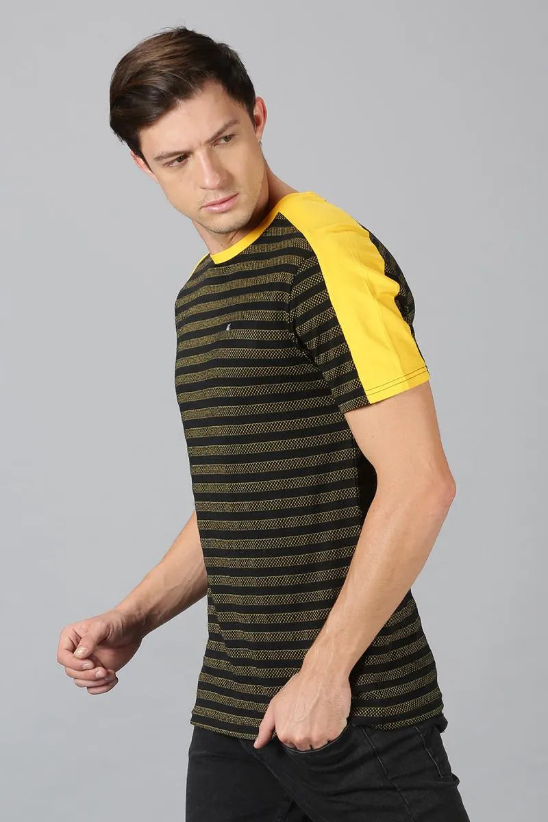 Cotton Striped T-shirt for Men - Black