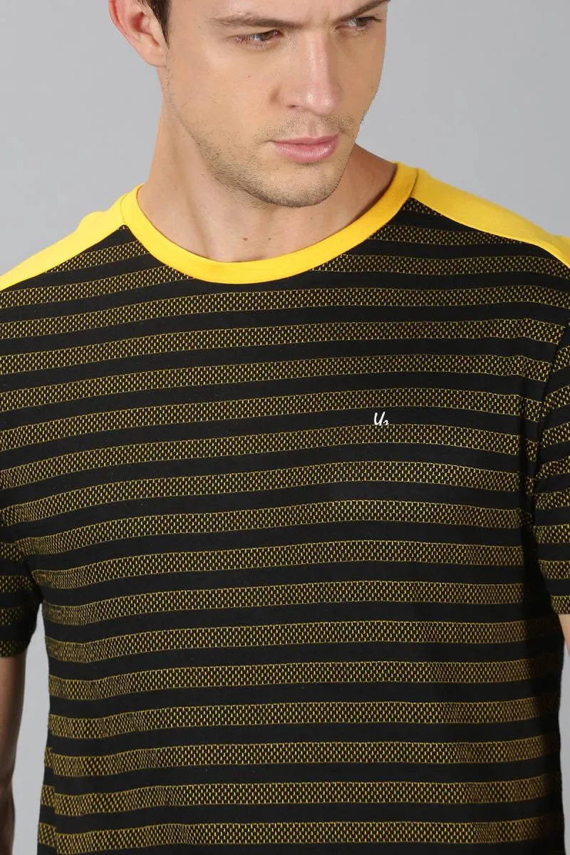 Cotton Striped T-shirt for Men - Black