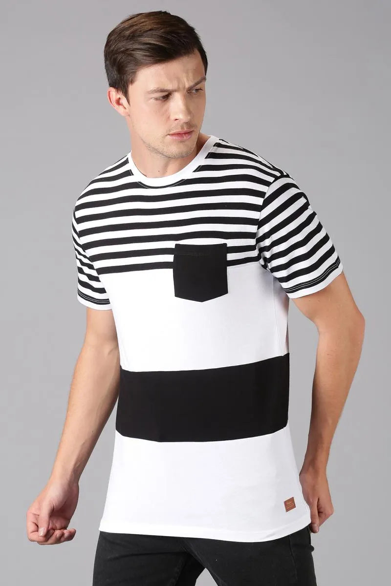 Men's Cotton Striped T-shirt - Black