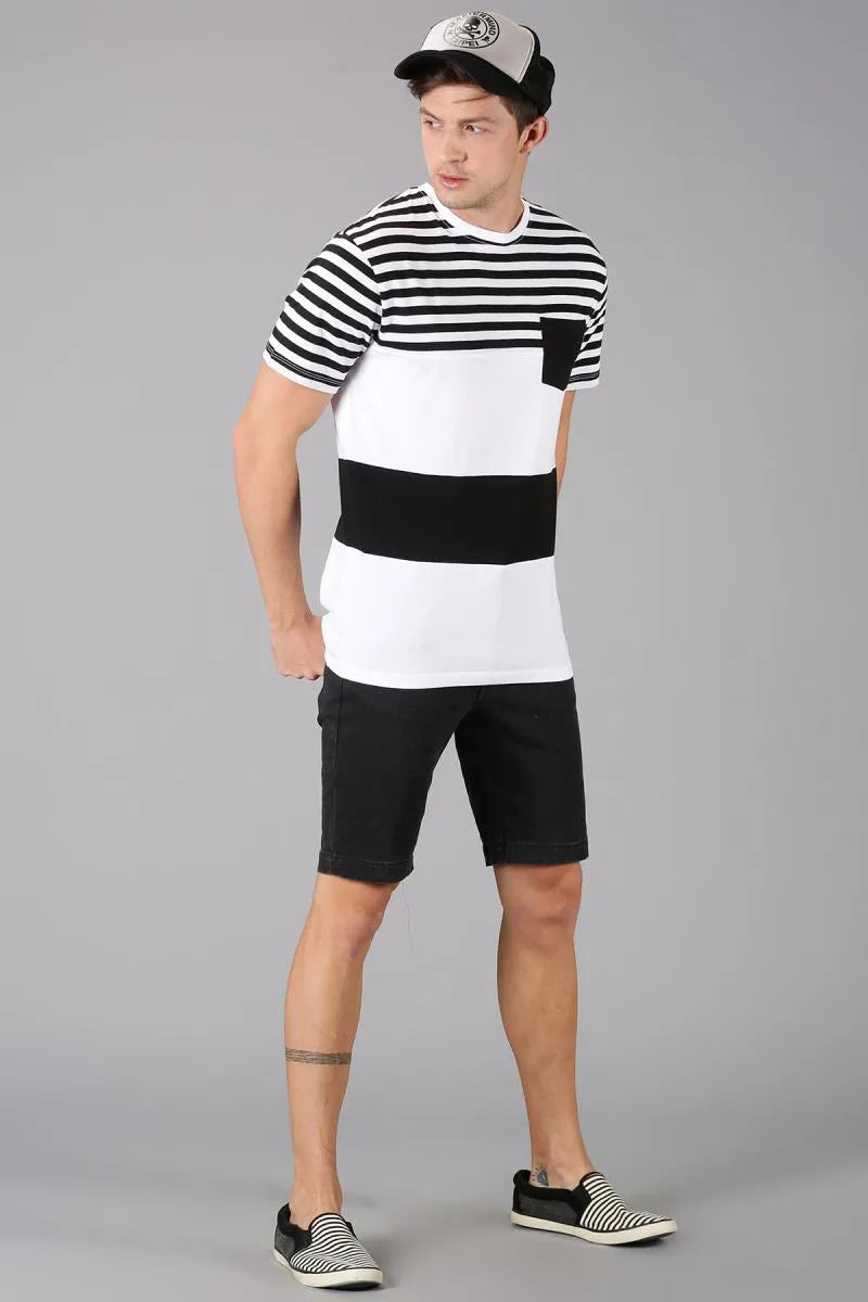Men's Cotton Striped T-shirt - Black