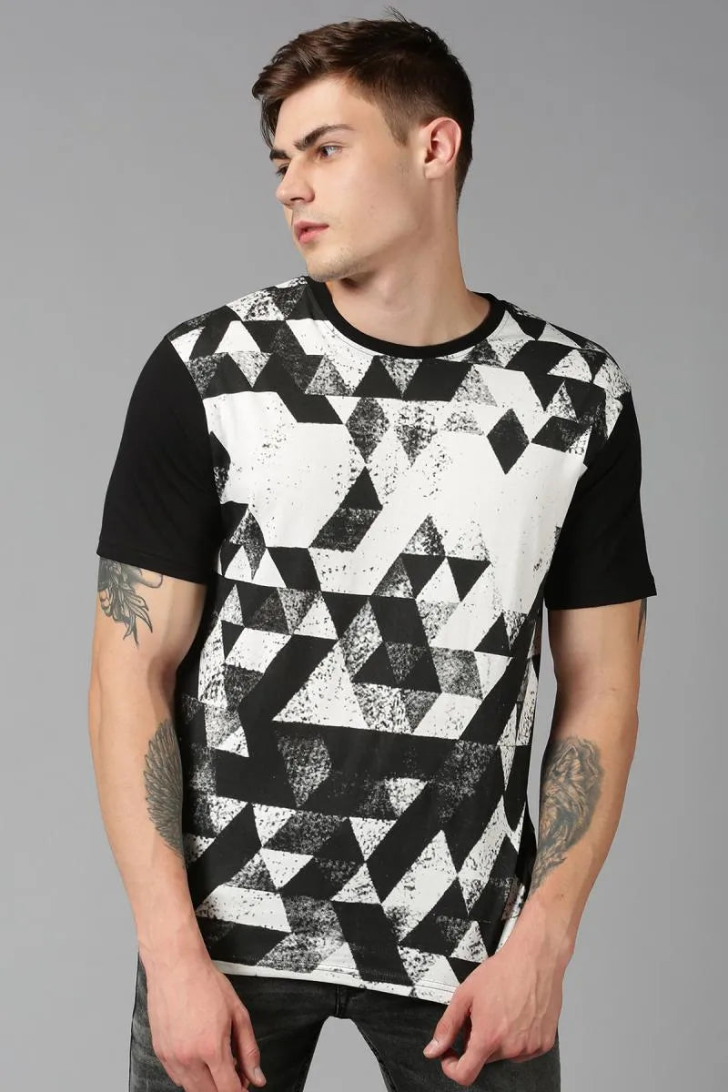 Men's Cotton Abstract Print T-shirt