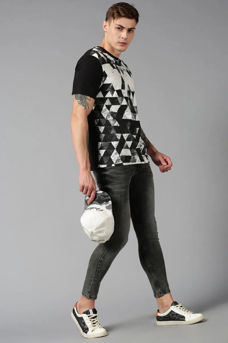 Men's Cotton Abstract Print T-shirt