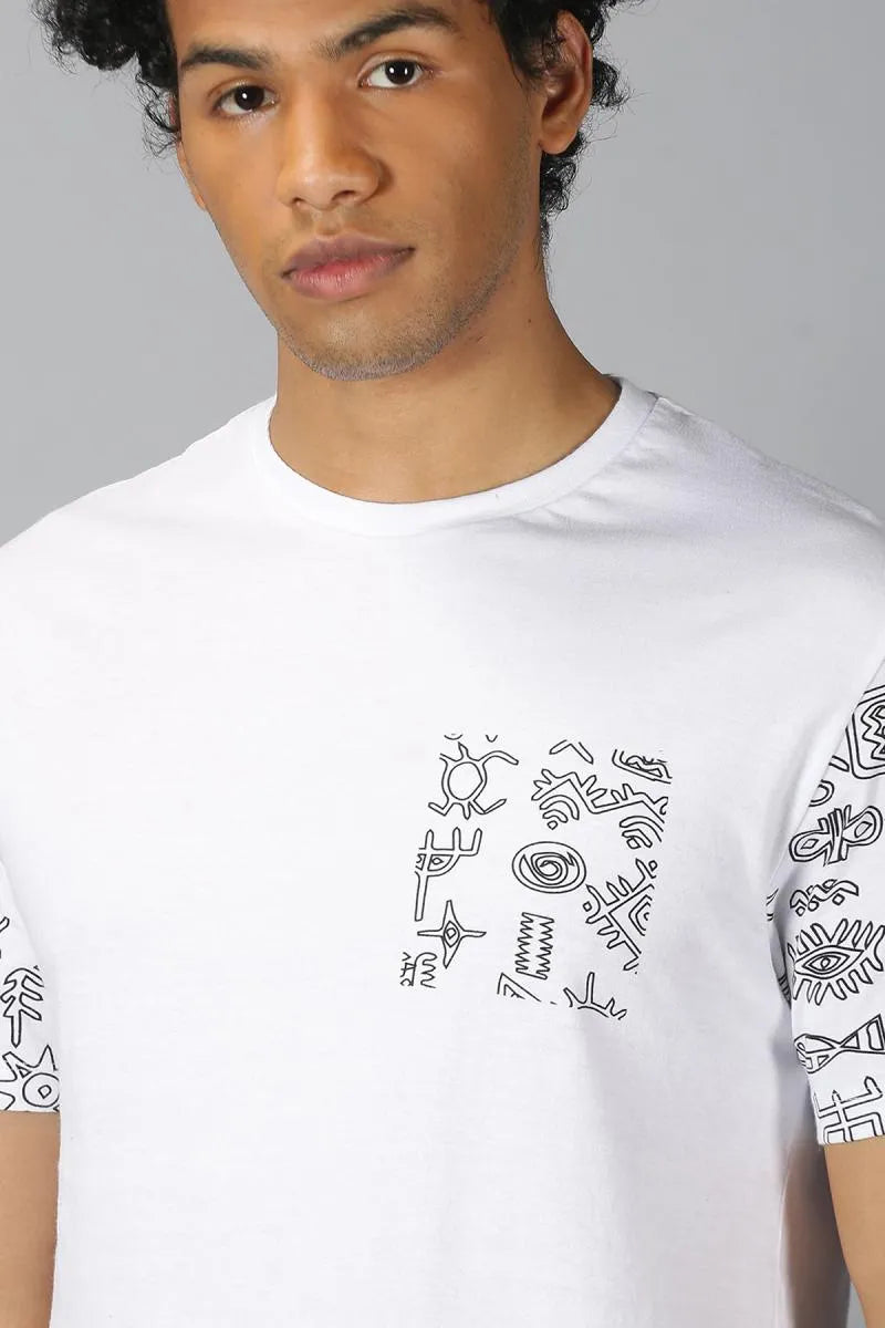 Cotton Graphic Print T-shirt for Men - URGEAR (Style urg000379) - White