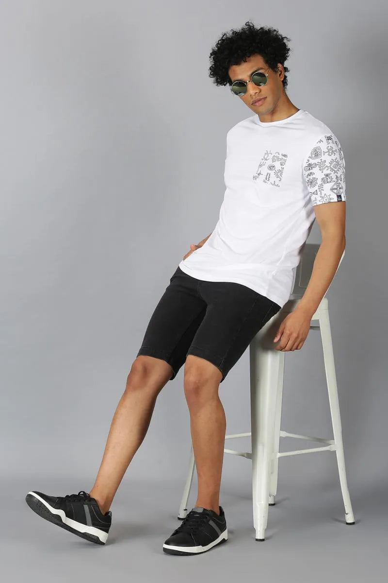 Cotton Graphic Print T-shirt for Men - URGEAR (Style urg000379) - White