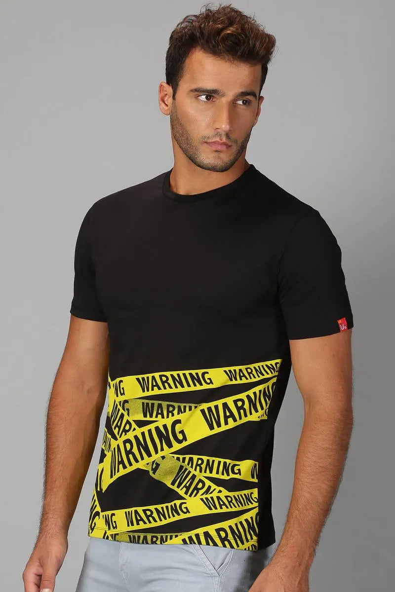 Men's Cotton Graphic Print T-shirt - URGEAR - Black