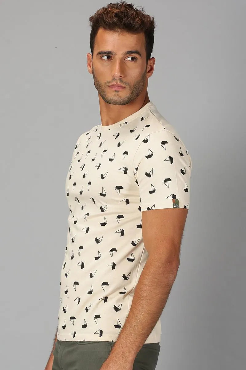 Men's Cotton Printed T-shirt - URGEAR (Style urg000381) (White)