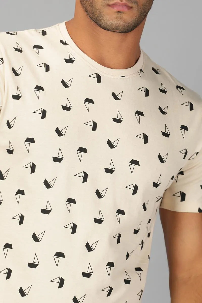 Men's Cotton Printed T-shirt - URGEAR (Style urg000381) (White)