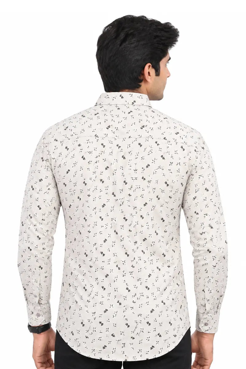 Cotton Printed Casual Shirt for Men - Beige