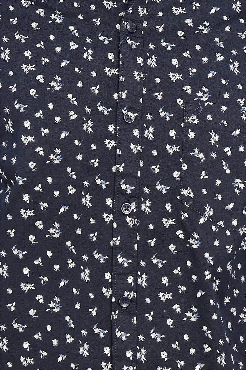 Cotton Printed Shirt for Men - JakJow (Style all000875) - Navy Blue