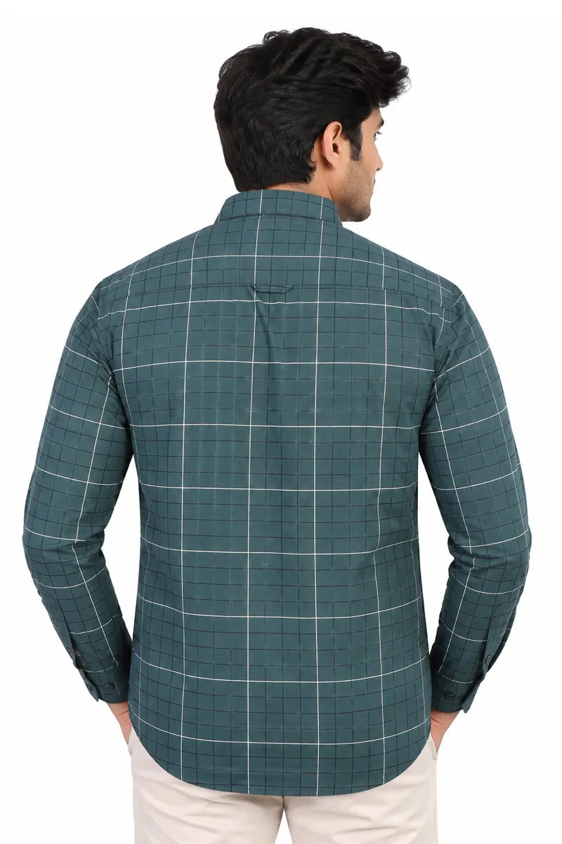 Cotton Checkered Shirt for Men - JakJow (Style cot000882) - Dark Green