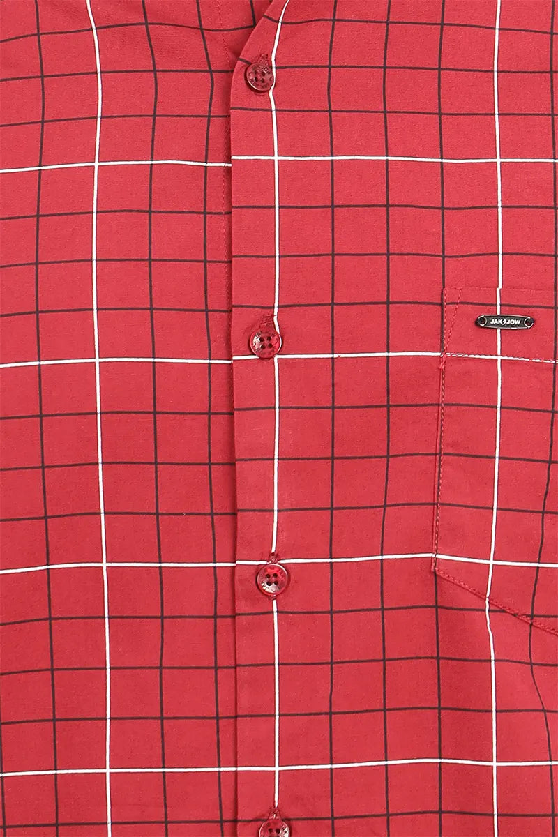 Men's Cotton Checkered Shirt - JakJow (Style cot000886)-RED