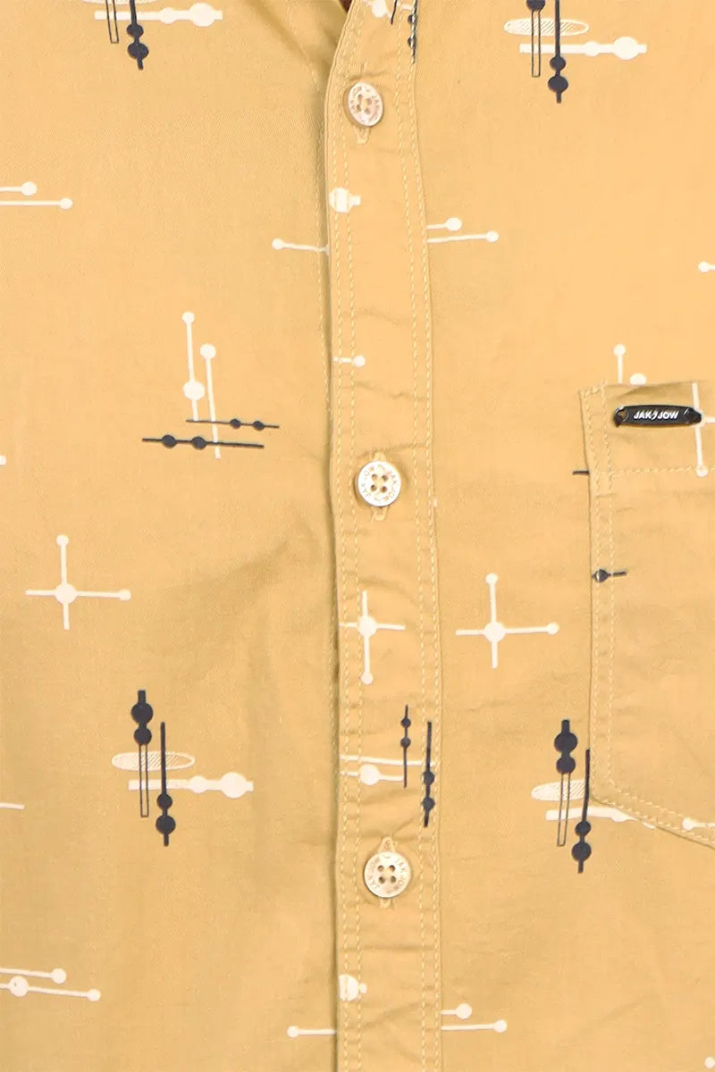 Cotton Printed Shirt for Men - JakJow (Style all000892) - Dark Khaki