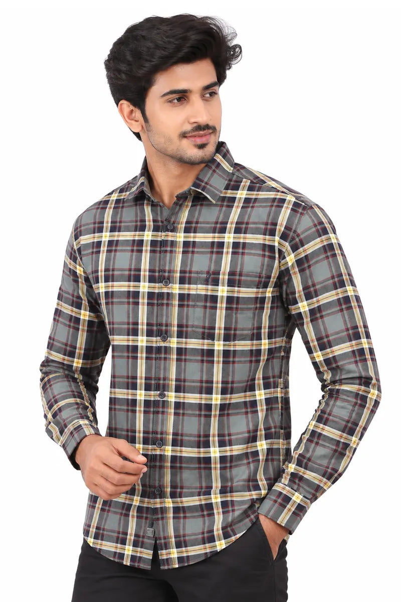 Cotton Checkered Casual Shirt for Men