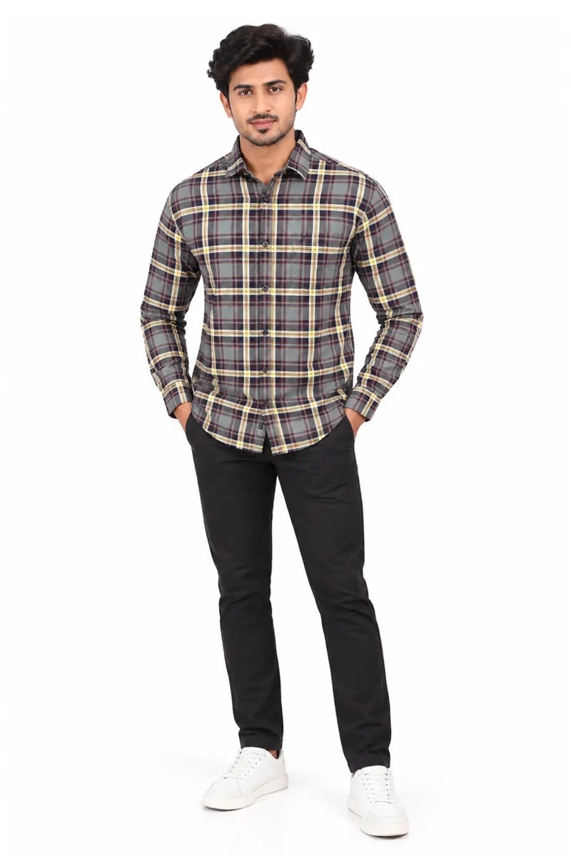 Cotton Checkered Casual Shirt for Men