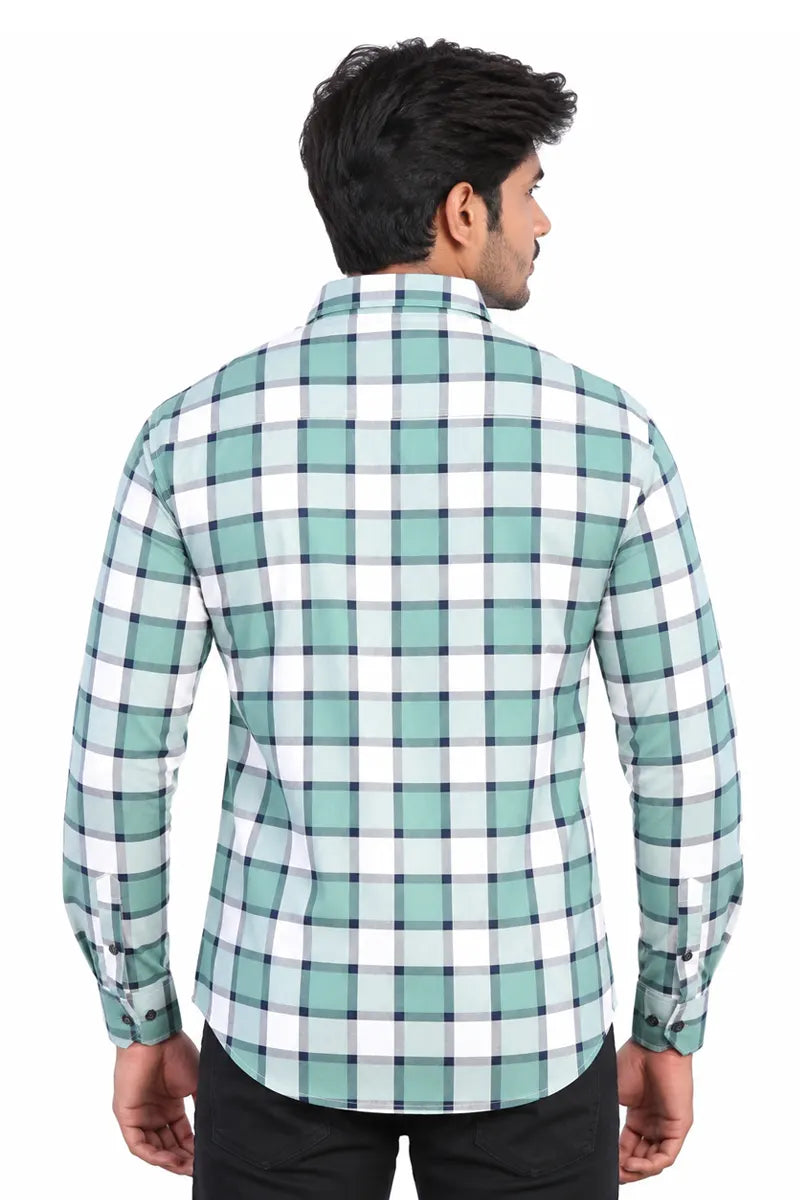 Cotton Checkered Shirt for Men - JakJow (Style men001061) - Green