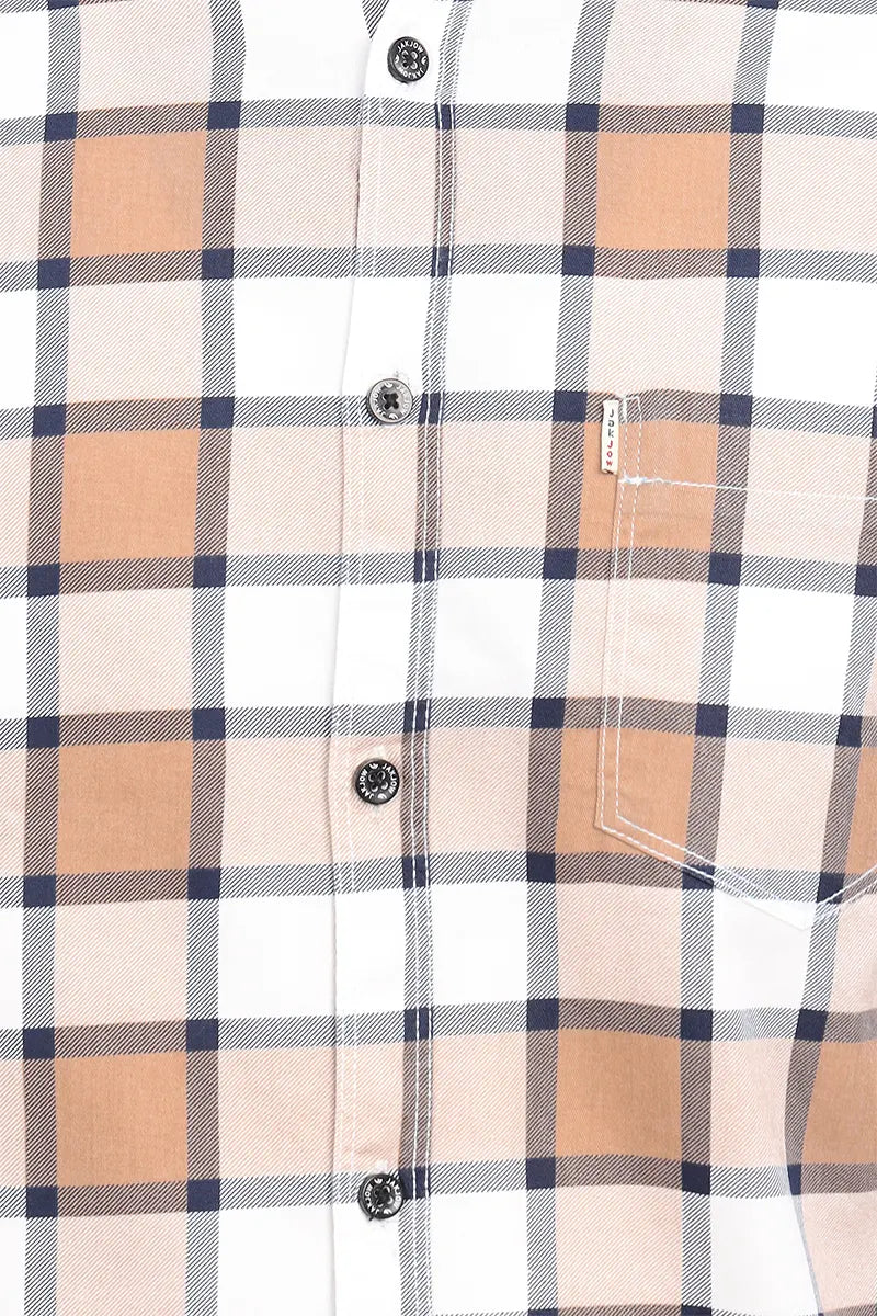 Cotton Checkered Shirt for Men - JakJow (Style men001065) - Light Orange