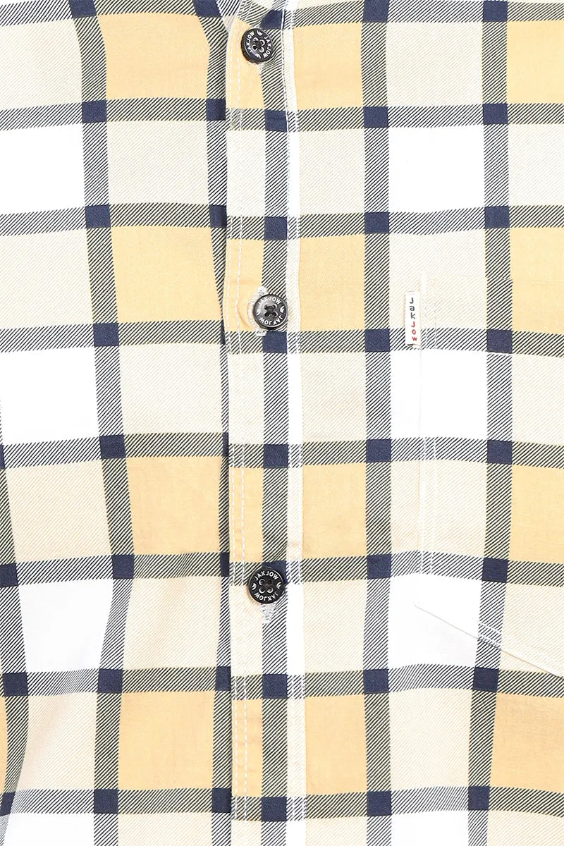 Cotton Checkered Shirt for Men - JakJow (Style men001067) - Golden Yellow