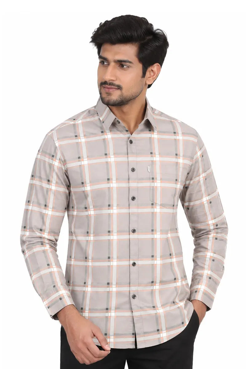 Men's Cotton Checkered Shirt - JakJow (Style men001080)