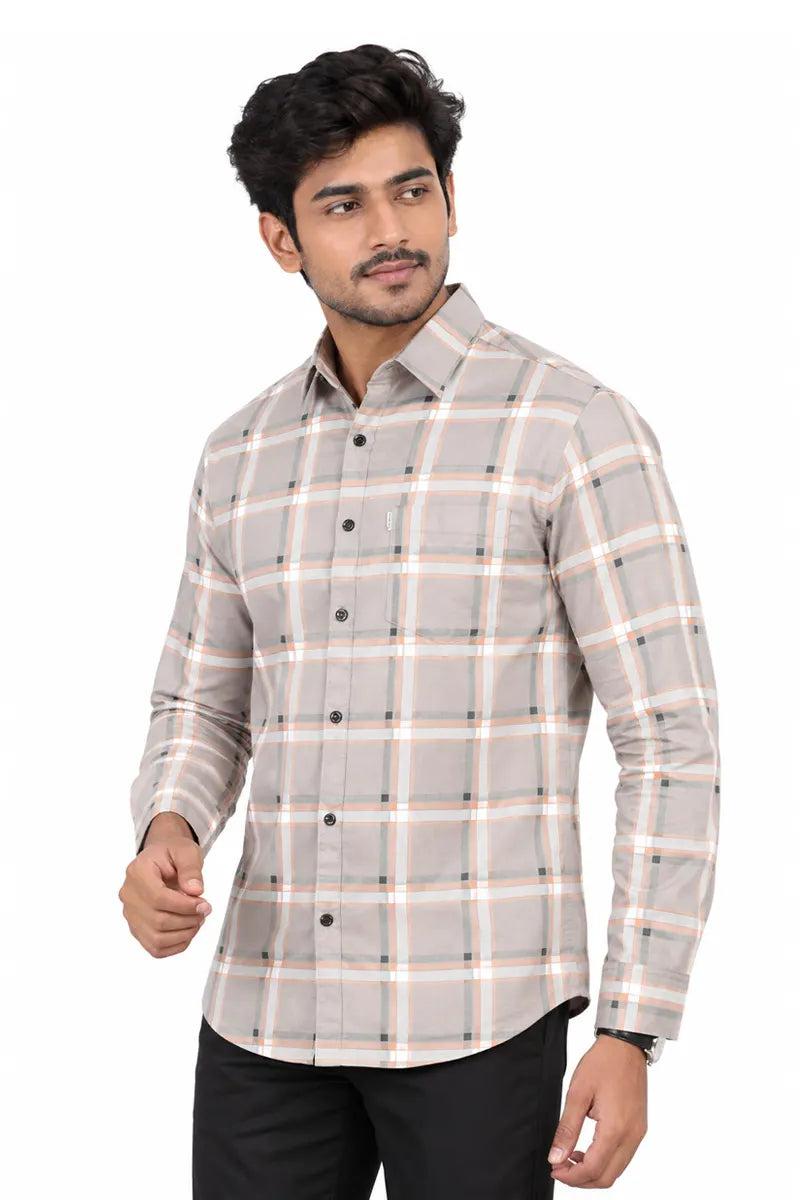Men's Cotton Checkered Shirt - JakJow (Style men001080)