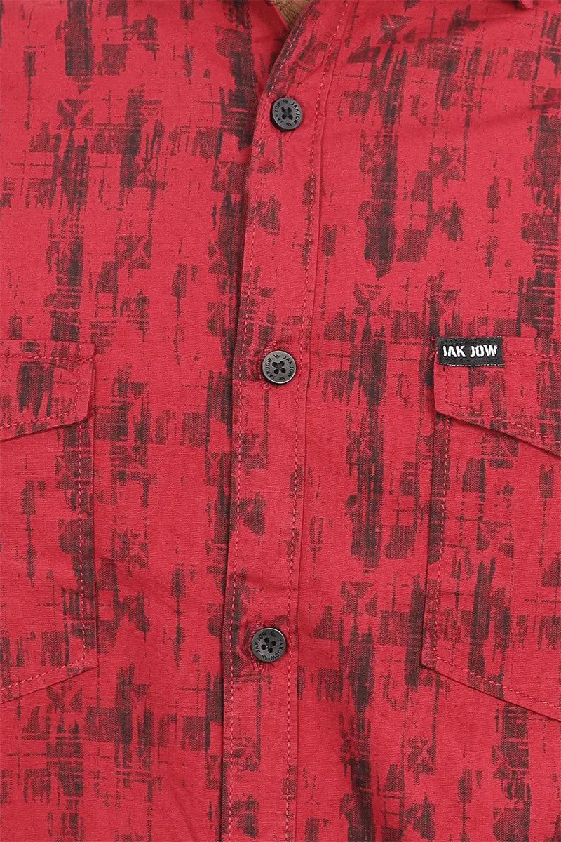 Men's Abstract Printed Casual Shirt - Maroon