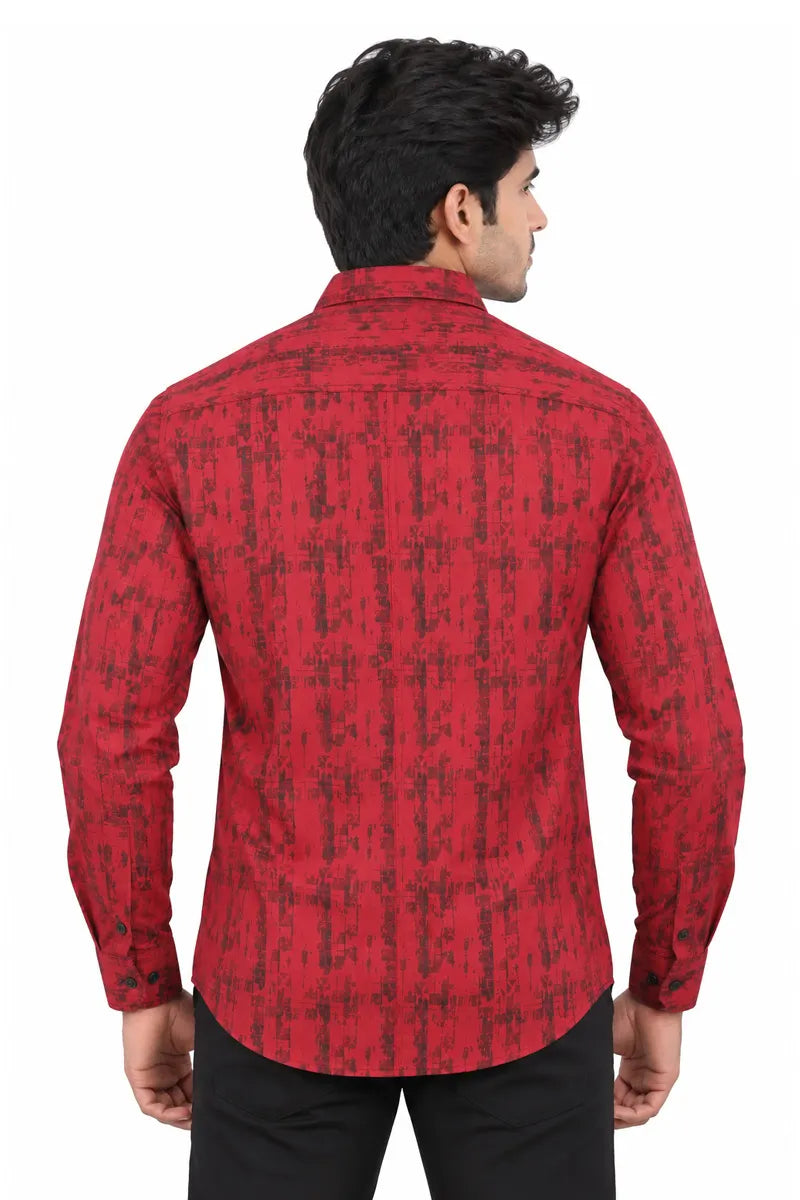 Men's Abstract Printed Casual Shirt - Maroon