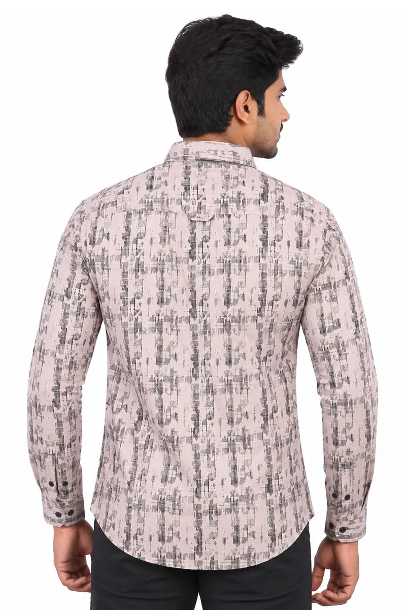 Cotton Printed Shirt for Men - JakJow (Style men001088) - Coffee