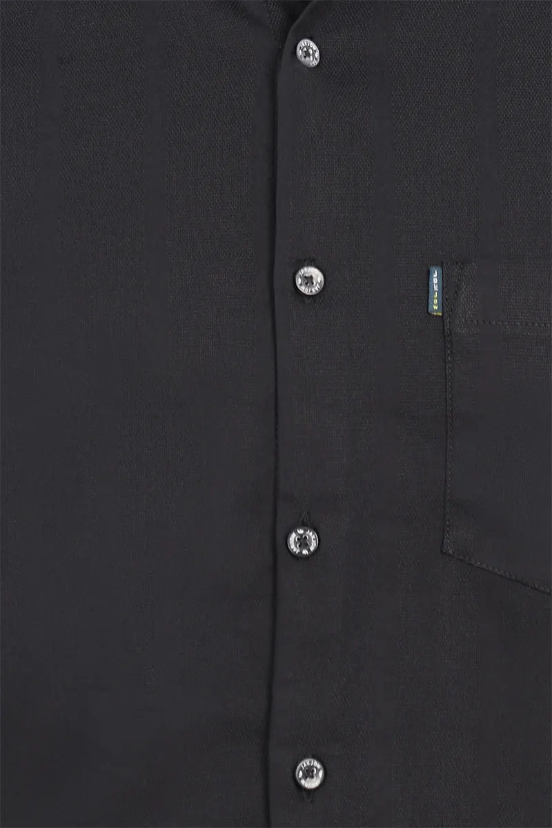 Cotton Solid Slim Fit Shirt for Men - Black