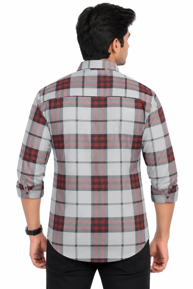 Tartan Checkered Shirt for Men - Light Grey