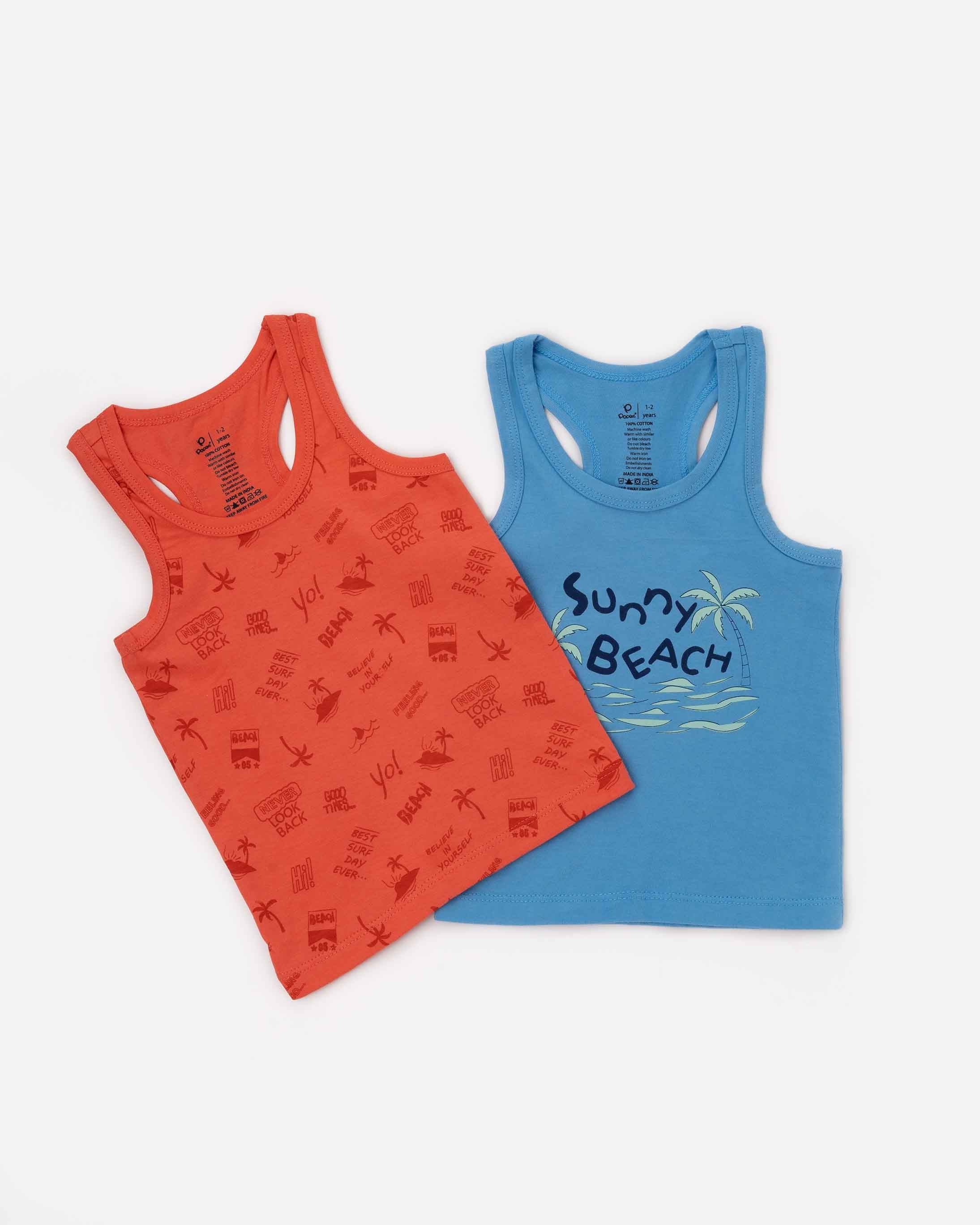 Popees Sleeveless Printed Vest (1–8 Years) for Boys – Pack of 2 - Image 1