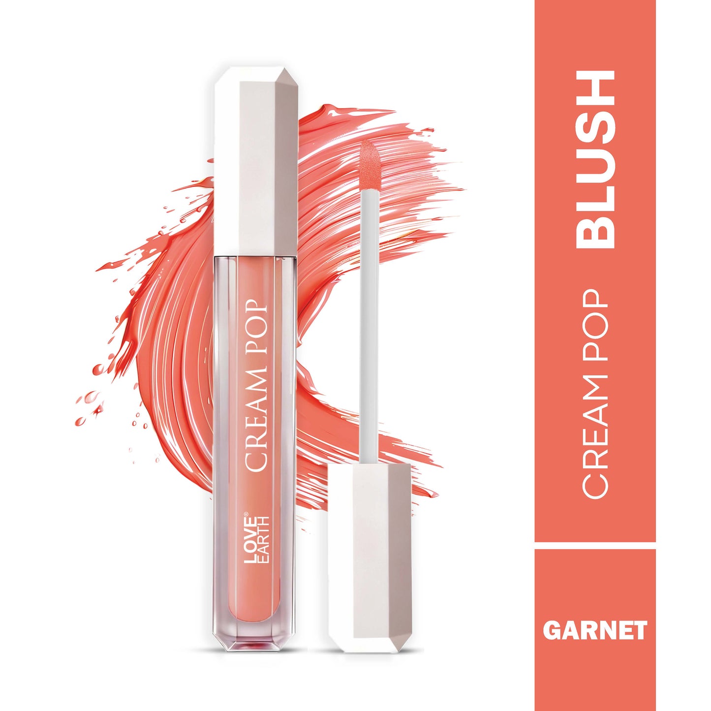Love Earth Cream Pop Blush - Garnet|  Hyaluronic Acid | Smooth, Lightweight, Long-Lasting | Dewy Finish, Easily Blendable| Everyday Natural Glow | Suitable for All Skin Types -2ML