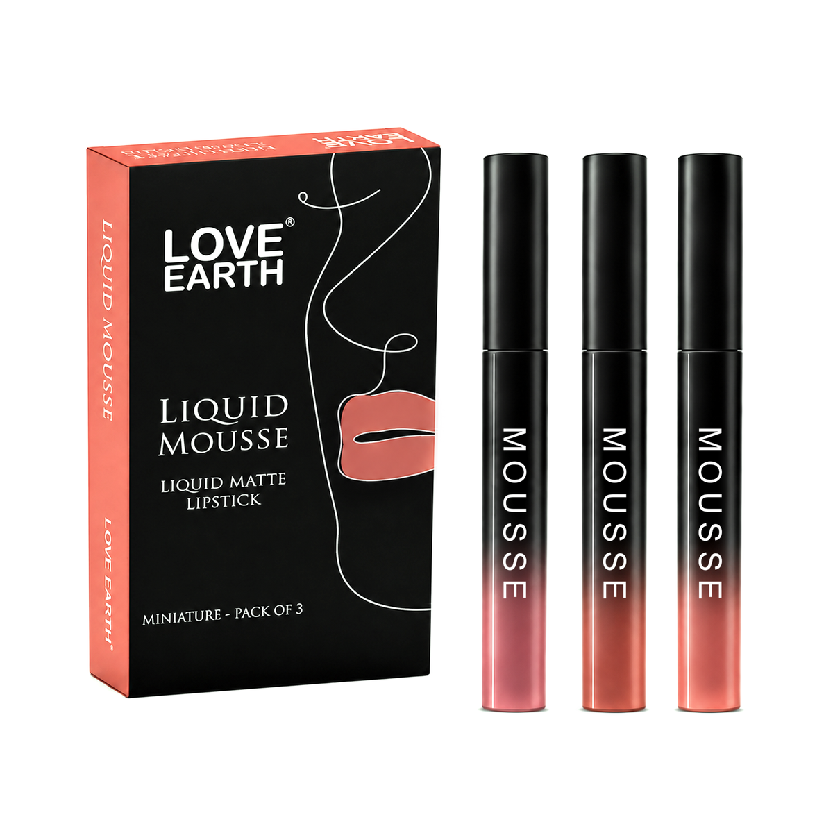 Love Earth Liquid Mousse Matte Lipstick - Mini Combo Pack of 3 (1.5 ml x 3)