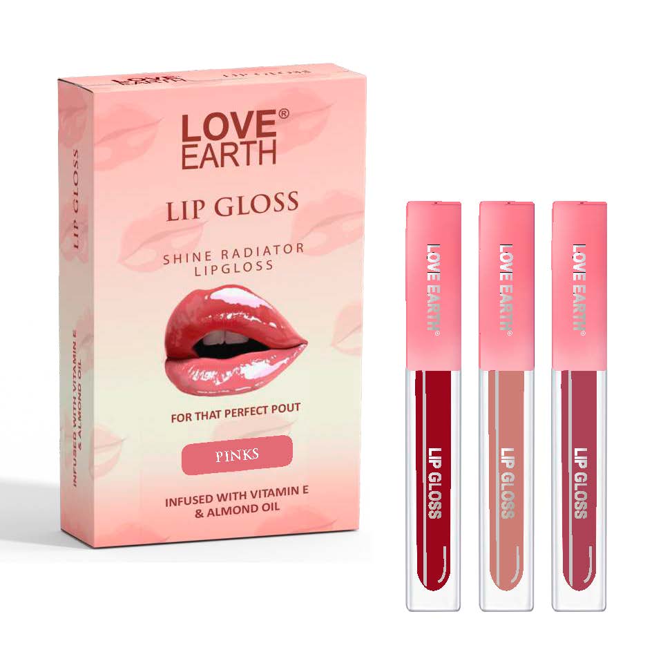 Love Earth Liquid Lip Gloss Pinks - Pack of 3