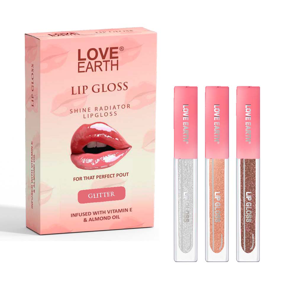 Love Earth Liquid Lip Gloss Glitter - Pack of 3