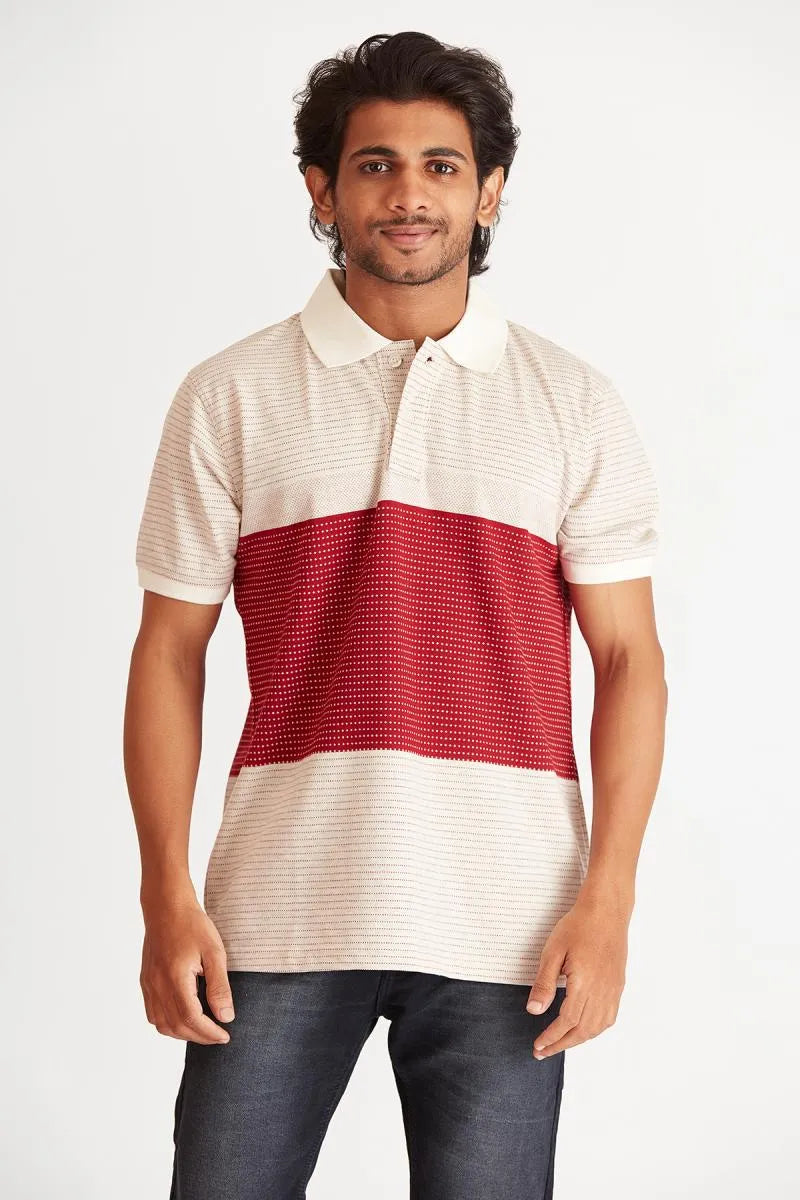 Men's Cotton Striped Polo T-shirt - Bearstand (Style cot002023) - Multicolor