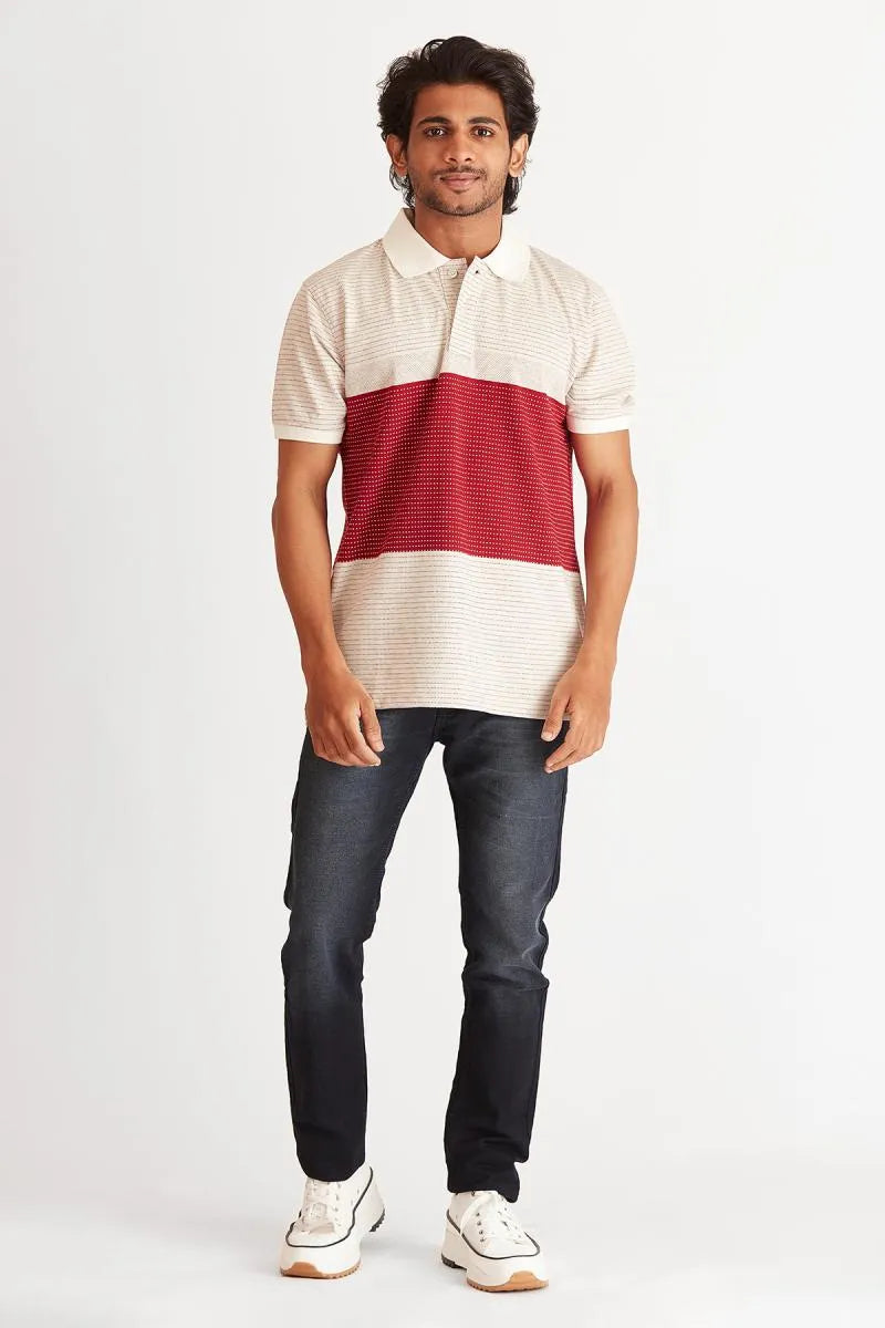 Men's Cotton Striped Polo T-shirt - Bearstand (Style cot002023) - Multicolor