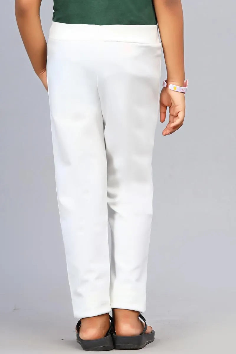 Girl's Lycra Blend Solid Pattern Jeggings - White - View 49