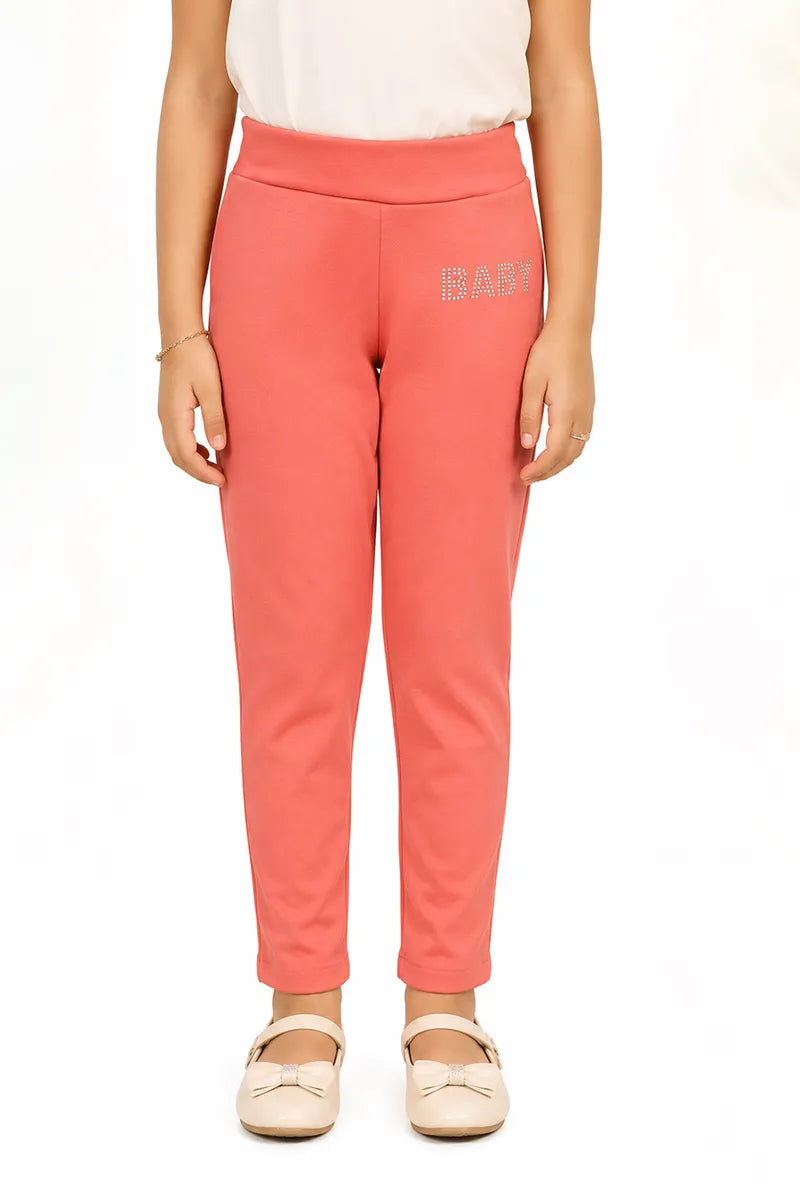 Girl's Lycra Blend Solid Pattern Jeggings - Peach - View 25
