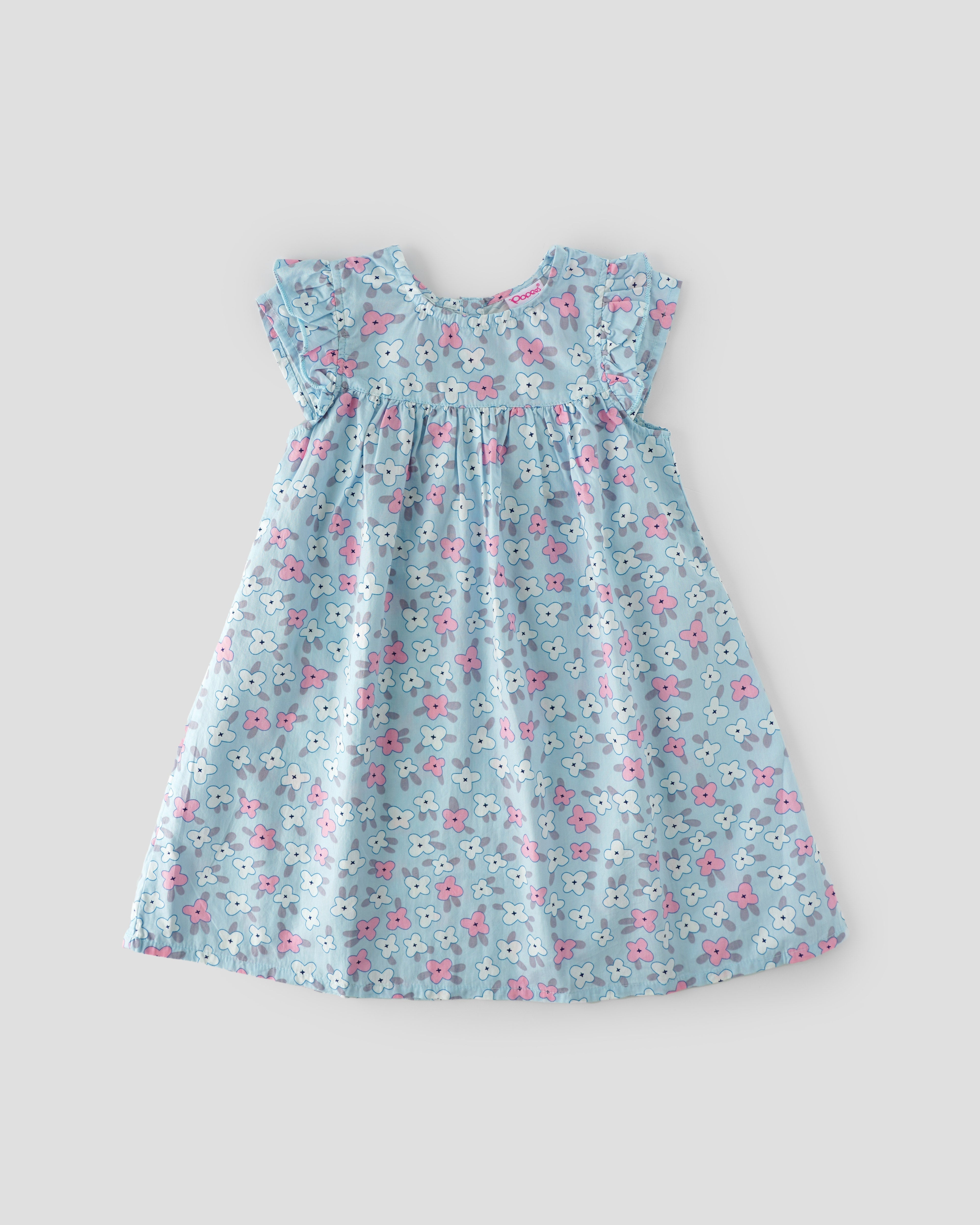 Popees Stylish Floral Frock with Ruffle Sleeves (1-8 Years) for Girls - Image 1