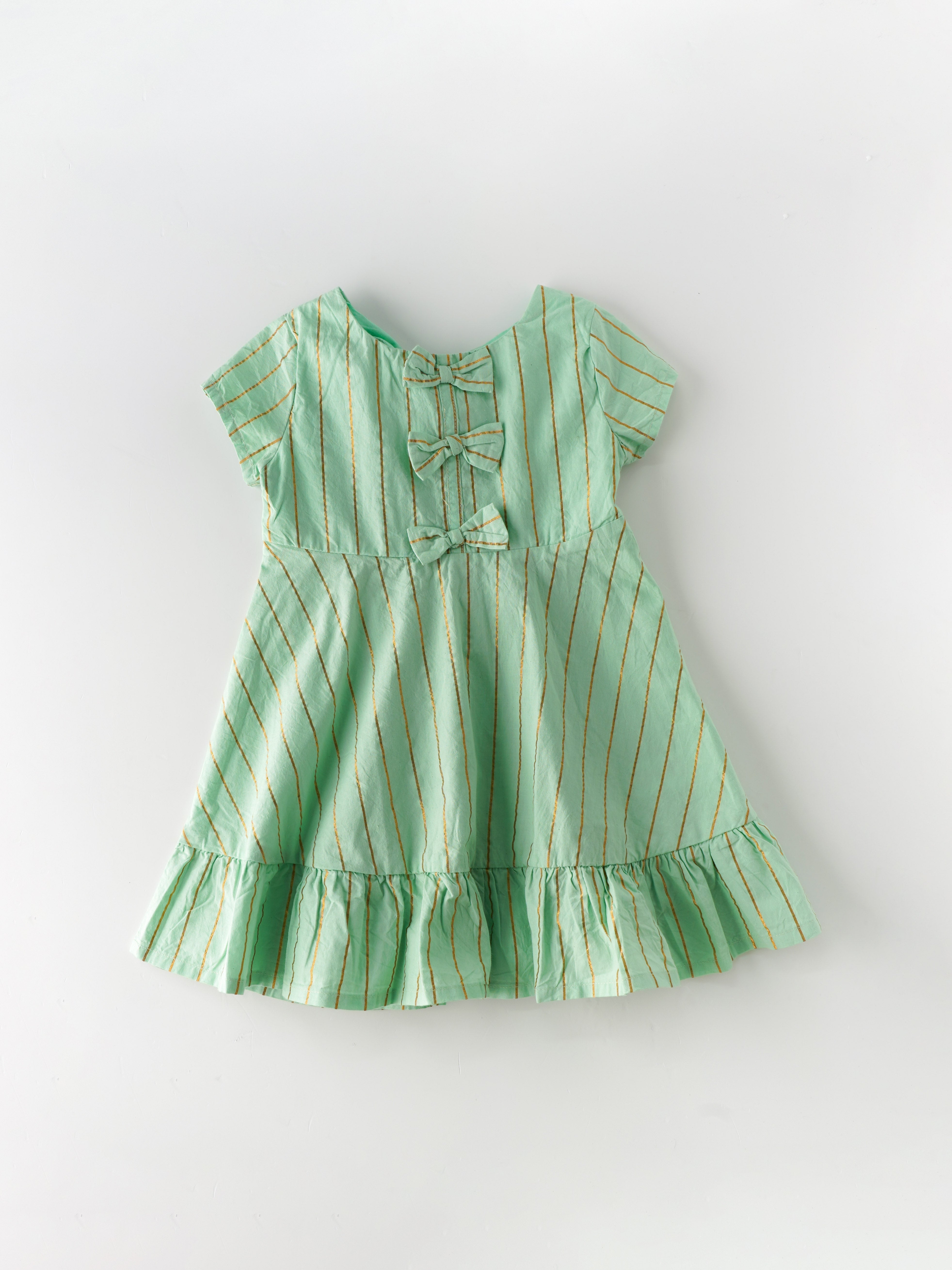 Popees Striped Back Open Frock (1-8 Years) for Girls - Image 1