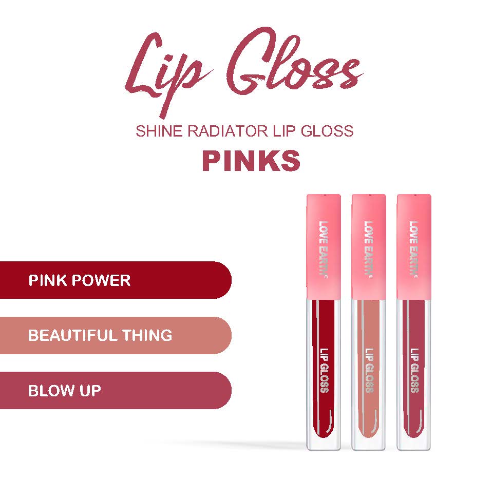 Love Earth Liquid Lip Gloss Pinks - Pack of 3