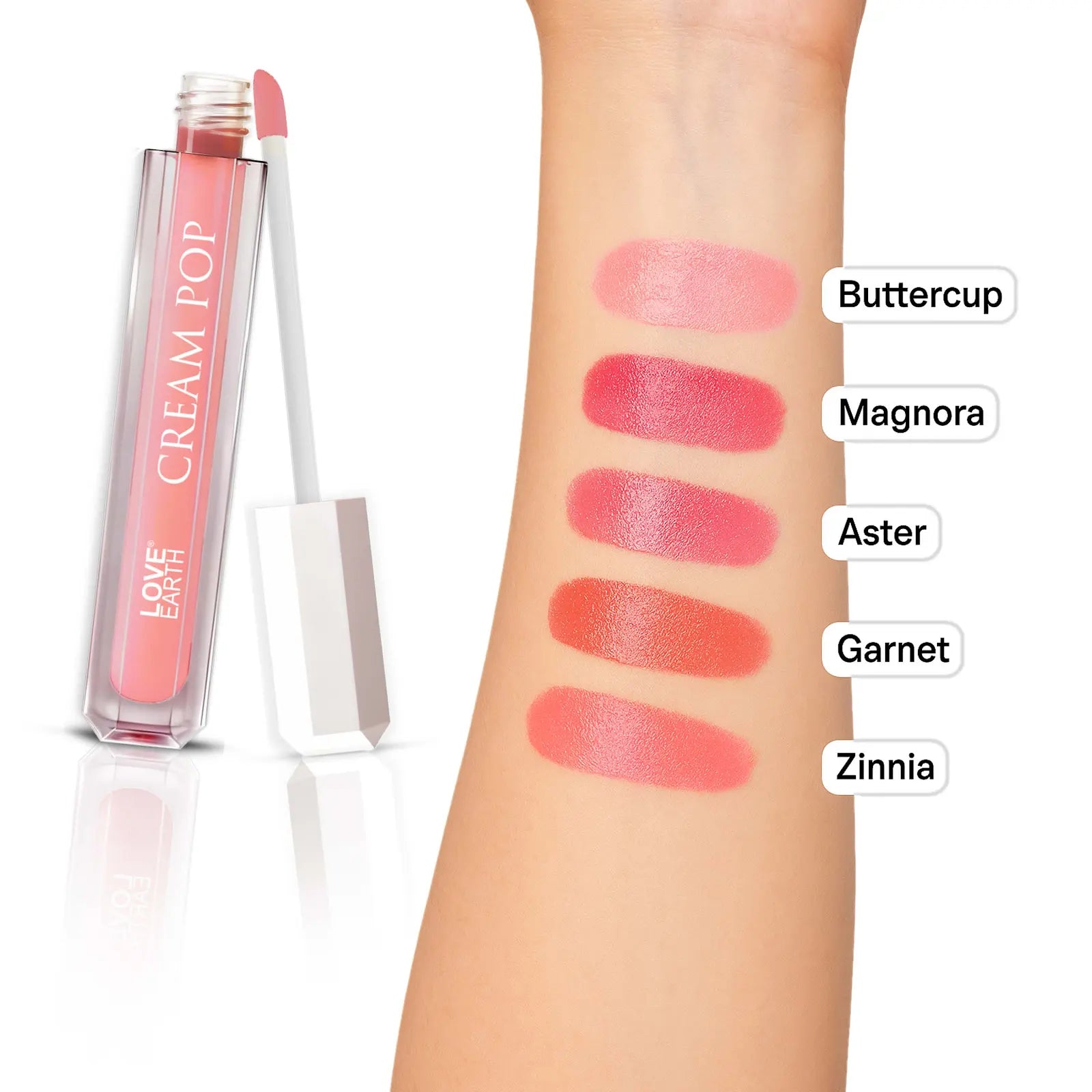 Love Earth Cream Pop Blush - Pack of 5 | Hyaluronic Acid | Smooth, Lightweight, Long-Lasting | Dewy Finish, Easily Blendable| Everyday Natural Glow | Suitable for All Skin Types - ( 2ML X 5 ) 10ML
