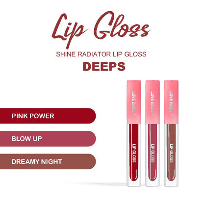 Love Earth Liquid Lip Gloss Deeps - Pack of 3