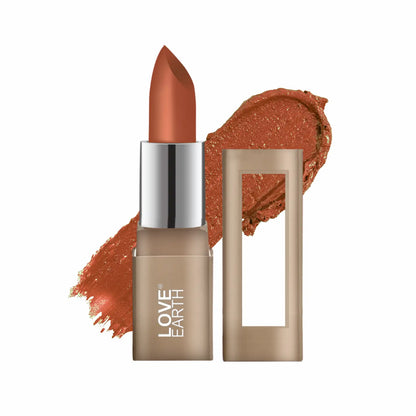 Love Earth Satin Matte Lipstick - Caramel | Lightweight | Long-Lasting Wear,Lips Moisturised | Satin Creamy-Matte Finish |3.5G