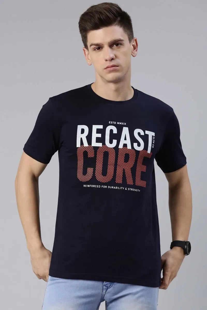 Men's Cotton Typographic Print T-shirt - Recast (Style hal003223)
