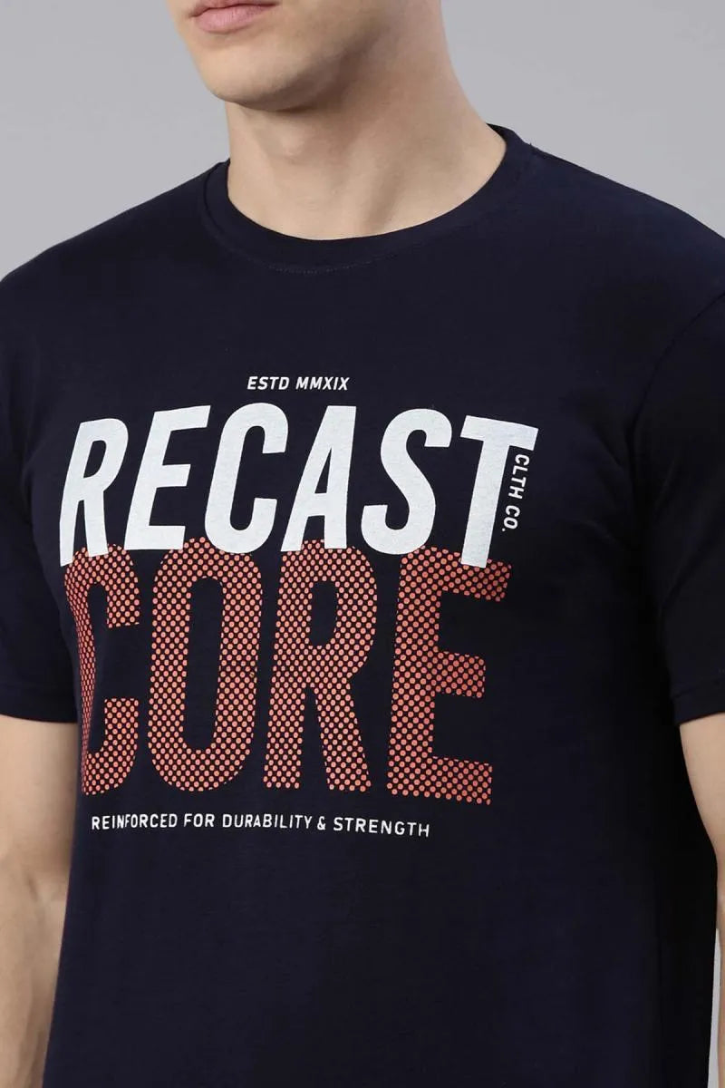 Men's Cotton Typographic Print T-shirt - Recast (Style hal003223)