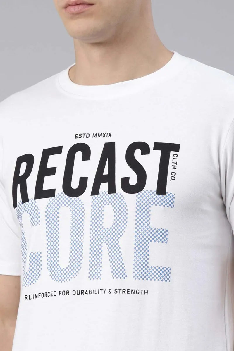 Men's Cotton Typographic Print T-shirt - Recast (Style hal003223)