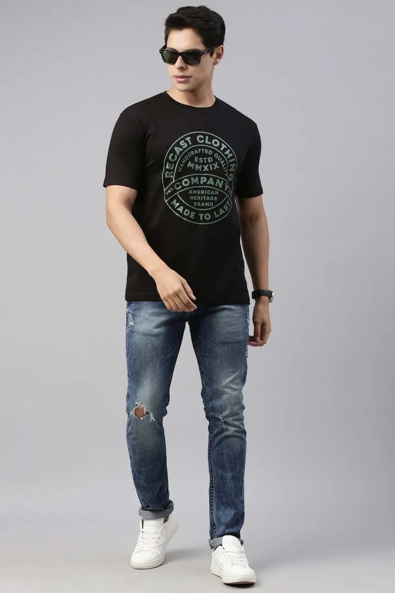 Cotton Graphic Print T-shirt for Men - Recast (Style cot003226)